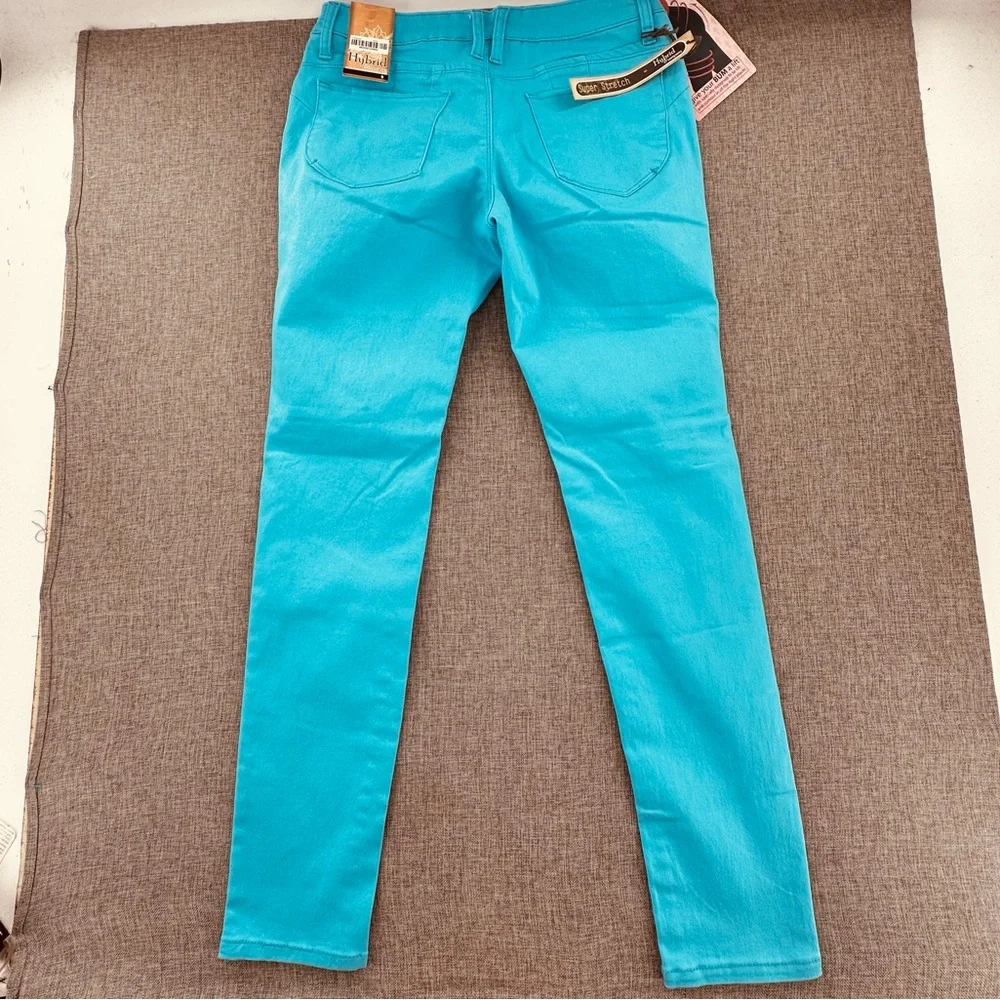 NEW! Hybrid & Company Skinny‎ Jeans Bum Lifter Turquoise 9 Cotton Blend Stretch - Picture 11 of 14